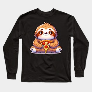 Cute Sloth with a Slice of Pizza Long Sleeve T-Shirt